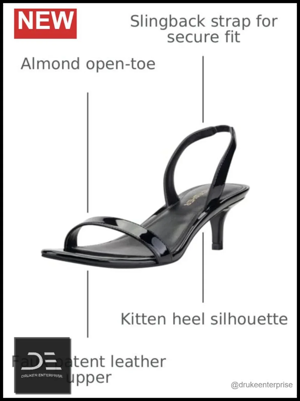 Marc Fisher Salla Faux Patent Leather Slingback Kitten Heels Sandals